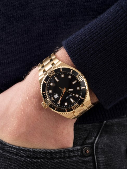 Montre Analogique Guess Dorée Et Noire Multi