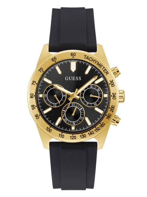 Montre Multifonction Multi Noire Et Dorée Guess