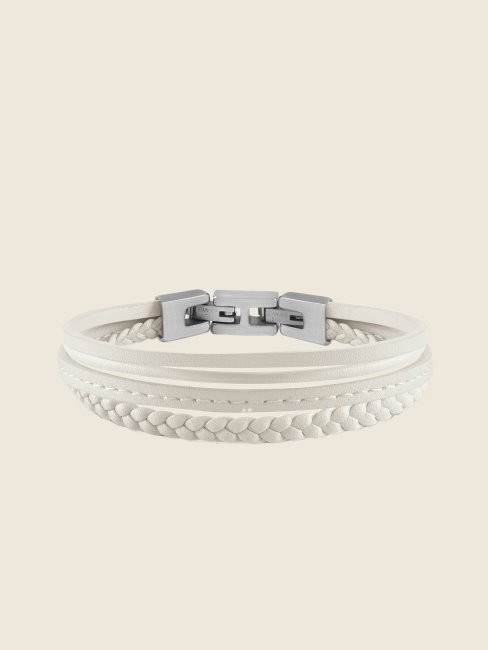 Guess Bracelet Multi-rangs En Cuir Blanc Autres