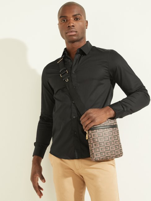 Guess Sac à Bandoulière Plat Escape Marron