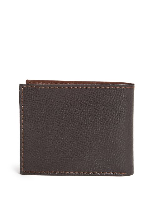 Portefeuille Slim à Coutures Contrastées Marron Guess