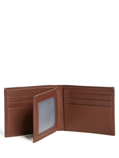 Portefeuille Slim à Coutures Contrastées Marron Guess