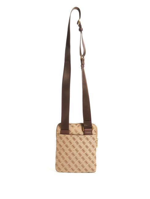 Sac à Bandoulière Plat En Jacquard Logo Guess Bambou
