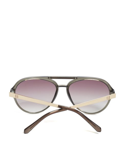 Lunettes De Soleil Aviateur Avec Logo Samuel à Monture Gris Cristal Mat Guess