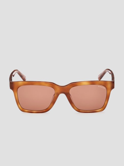 Lunettes De Soleil Carrées En Plastique Marron Guess