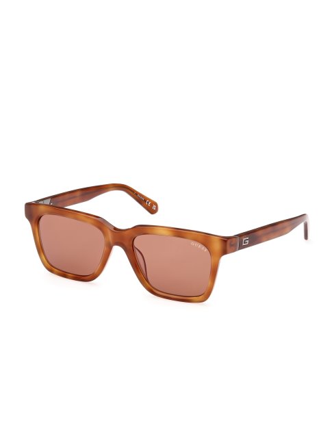 Lunettes De Soleil Carrées En Plastique Marron Guess