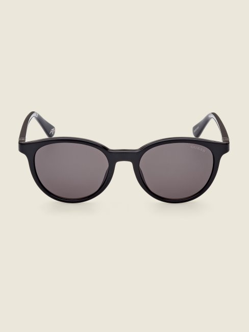 Lunettes De Soleil Rondes En Plastique Noir Guess