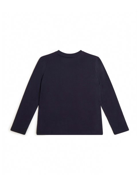 T-shirt Logo Manches Longues (7-16) Guess Bleu élégant