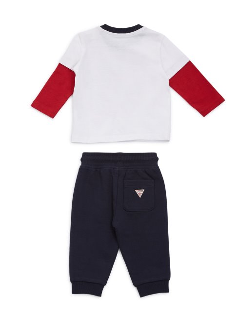 T-shirt Et Pantalon De Survêtement Guess Blanc Pur à Manches Longues Et Logo (0-24m)