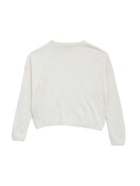 Pull à Sequins En Cachemire Mélangé Blanc Salé Guess (7-16)