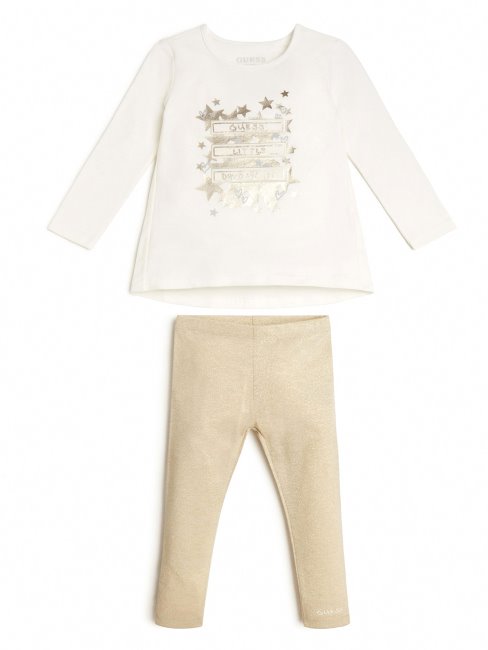 Ensemble T-shirt Et Leggings Métallisés (2-7) Guess Blanc Salé