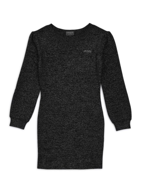 Robe Mi-longue En Laine Mélangée Scintillante (7-16) Guess Noir De Jais