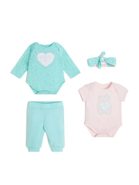 Bleu Maya Spot Pink Guess Ensemble Deux Pièces Body Pantalon Et Bandeau (3-12m)