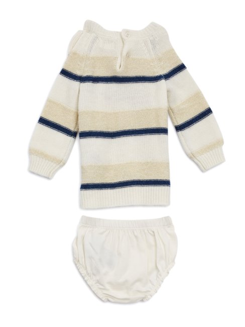 Guess Ensemble Robe Pull Mi-longue Peigne Blanc Et Or Clair (0-24m)