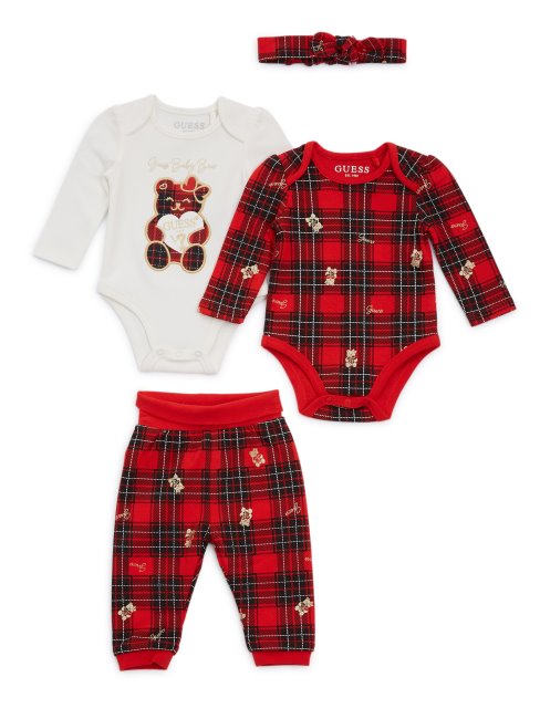 Ensemble 2 Pièces Body Et Pantalon à Carreaux Blanc Et Rouge (0-24m) Guess
