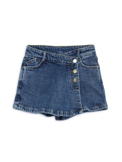 Jupe-short En Denim Délavé Bleu Glacé (7-16) Guess