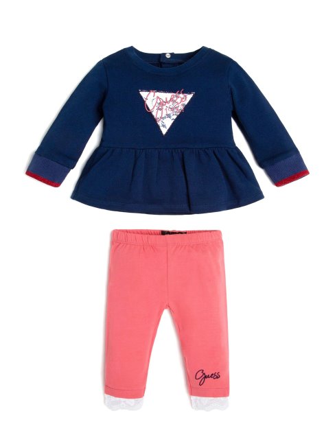 Ensemble Haut Et Legging Bleu Secret à Volants (0-24m) Guess