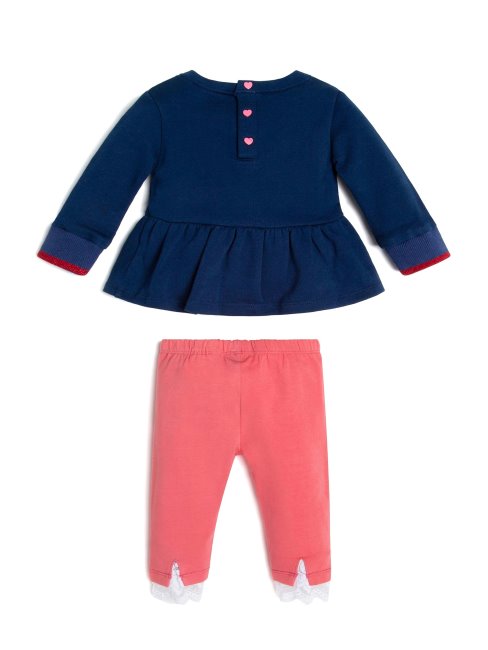 Ensemble Haut Et Legging Bleu Secret à Volants (0-24m) Guess