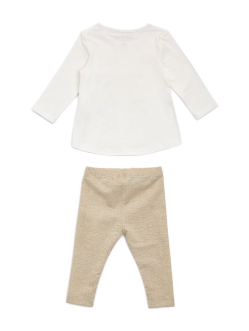 Ensemble T-shirt Métallisé Et Leggings (0-24m) Guess Blanc Salé