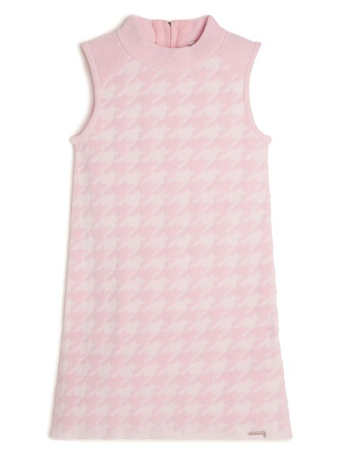 Robe Pull Pied De Poule (7-14) Guess Pied De Po Rose Et Blanc