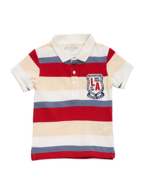 Polo Piquet Rayé Guess (2-7) Rayure Bleu Et Rouge/blanc