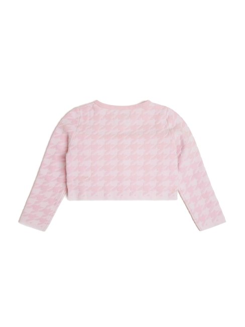 Cardigan Zippé Pied De Poule Guess (7-14) Pied De Po Rose Et Blanc