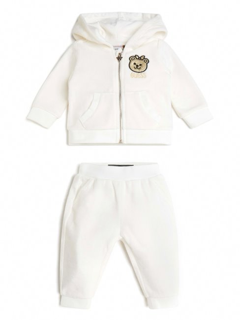 Ensemble Haut Et Bas En Velours Guess (0-24m) Blanc Salé