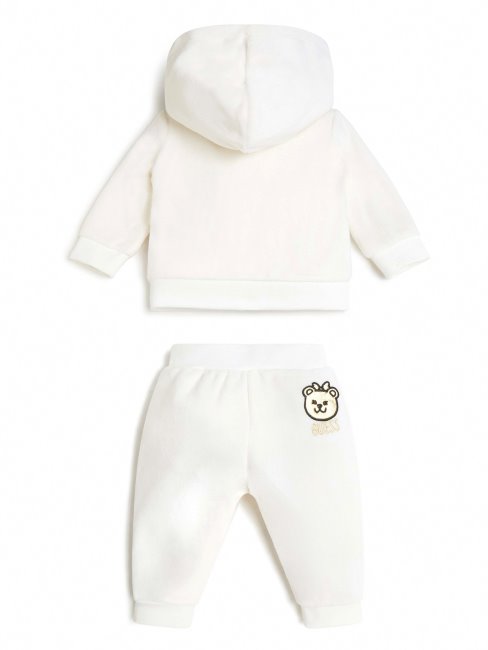 Ensemble Haut Et Bas En Velours Guess (0-24m) Blanc Salé