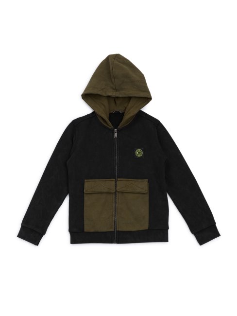 Guess Sweat à Capuche Zippé Actif Noir De Jais (7-16)