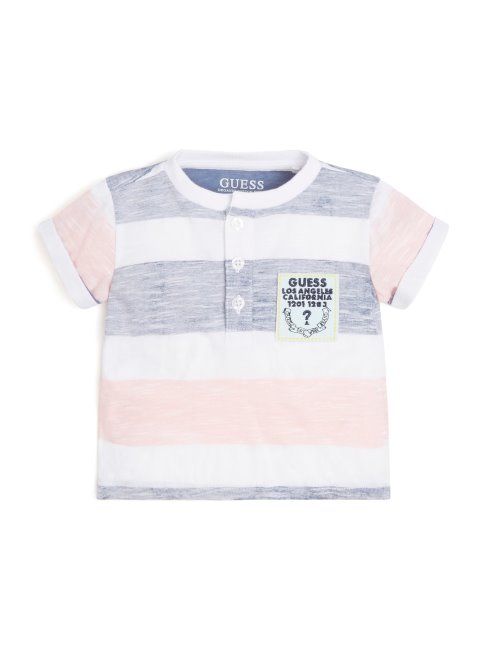 T-shirt Henley Rayé (2-7) Wonder Stripe Jaune Guess