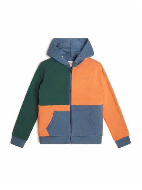 Hoodie Colour-block (7-14) Guess Bleu Marine Et Orange Kiss Bloc