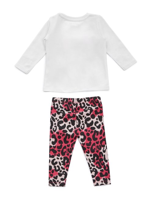 Guess Ensemble T-shirt Et Legging Léopard (3-18m) Blanc Salé