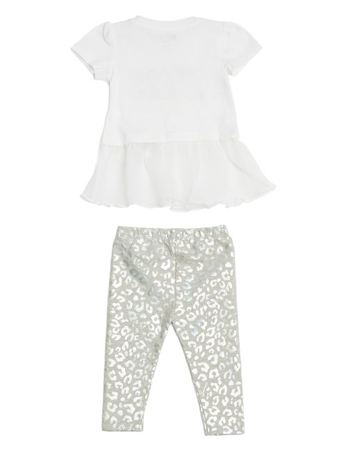 Ensemble T-shirt Et Legging Logo Léopard Irisé (3-24m) Blanc Pur Guess
