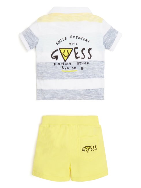 Ensemble Polo Et Short Rayé (3-18m) Guess Wonder Stripe Jaune