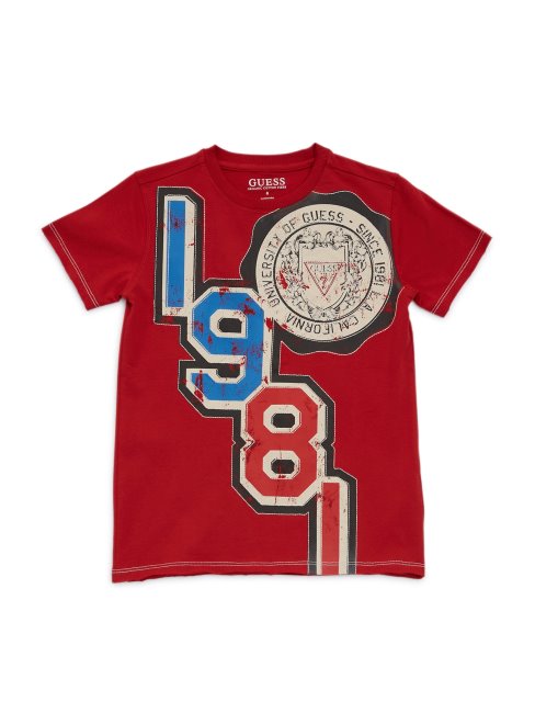 T-shirt à Logo Délavé Rouge Vulcain (7-14) Guess