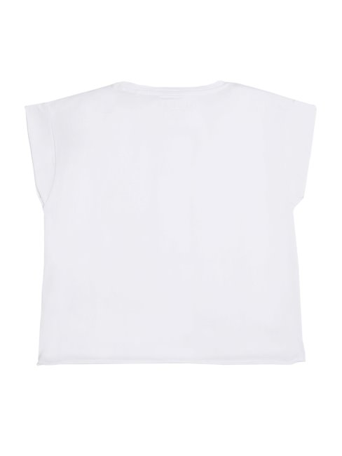 T-shirt Court à Logo Scintillant Blanc Véritable (7-16) Guess
