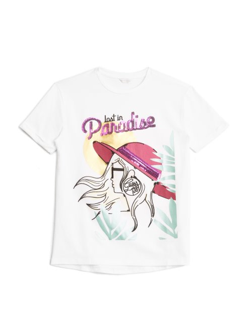 T-shirt Blanc Pur Perdu Au Paradis (7-14) Guess