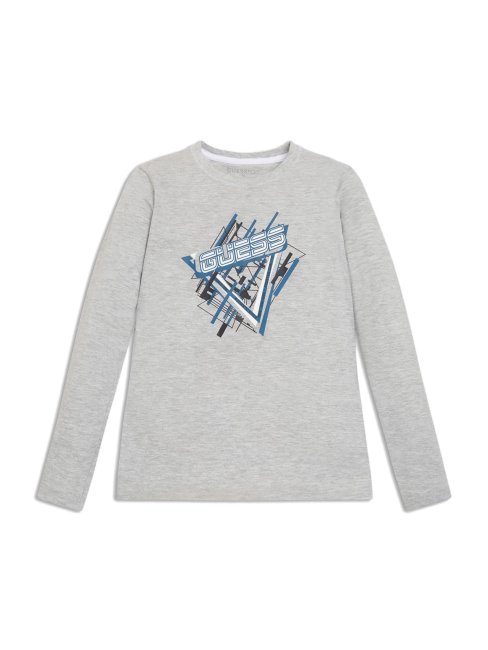 T-shirt à Manches Longues Et Logo Guess Gris Clair Chiné (7-14)