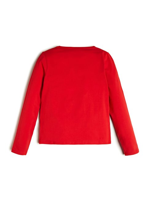 Tee Shirt Manches Longues Guess Heart Logo (7-14) Rouge Nécessaire
