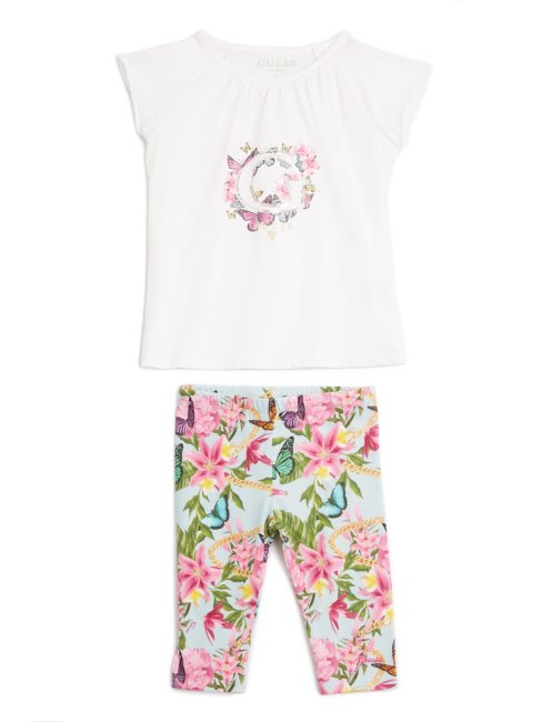 Ensemble T-shirt Papillon Et Leggings (2-7) Guess Blanc Pur