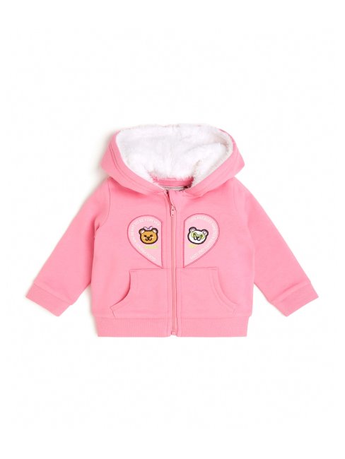 Sweat à Capuche Zippé Rose Nébuleuse Avec Logo Cœur (3m-7)