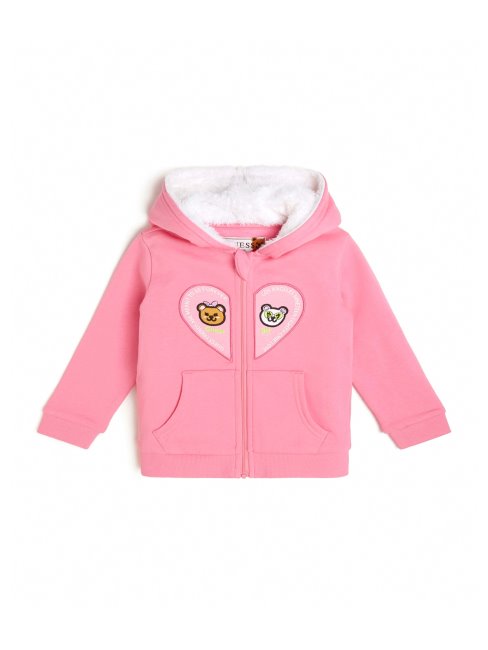 Sweat à Capuche Zippé Rose Nébuleuse Avec Logo Cœur (3m-7)