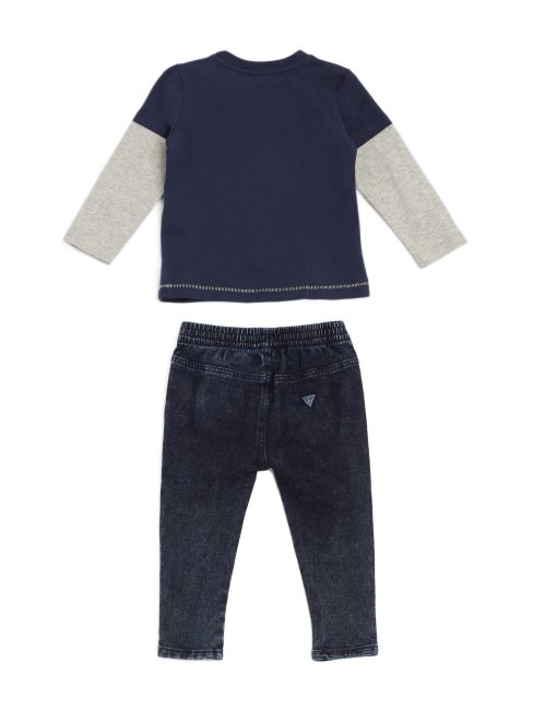 Ensemble T-shirt Manches Longues Logo Et Jegging (0-24m) Guess Deck Bleu