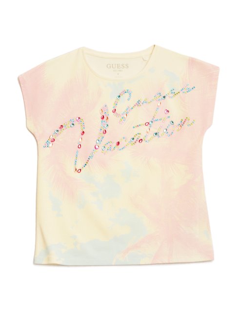 Tee Shirt Guess Logo Bijou (7-16) Blanc Pur