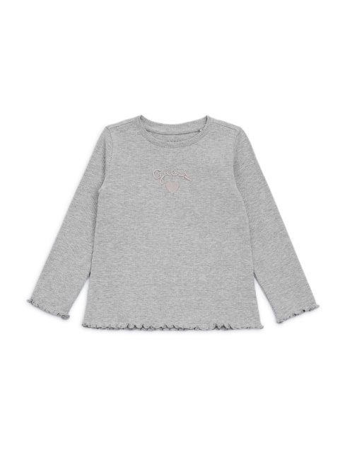 T-shirt à Manches Longues Avec Logo éco Brodé Chiné Pierre Clair (2-7) Guess