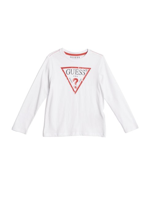T-shirt à Logo à Manches Longues Pour Enfants Guess (2-7) Blanc Vrai