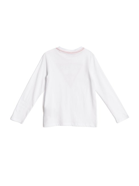 T-shirt à Logo à Manches Longues Pour Enfants Guess (2-7) Blanc Vrai