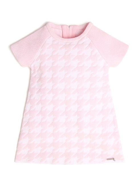 Robe Pull Guess Pied De Poule (2-7) Pied De Po Rose Et Blanc