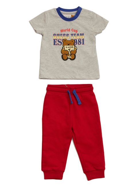 Guess Light Stone Heather Teddy Bear Ensemble T-shirt Et Pantalon Actif (3-18m)