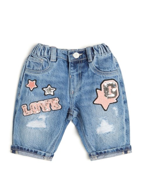 Pantalon à Patchs En Denim Bleu Délavé Guess (2-7)